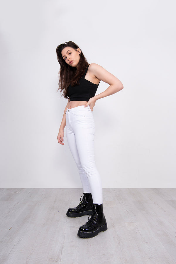 White High Waist Skinny Stretch Jeans