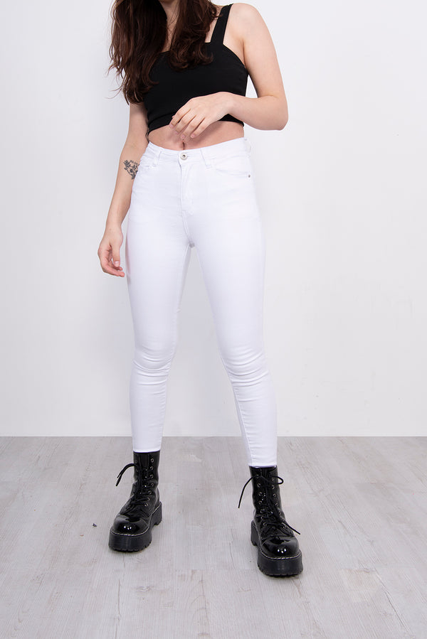 White High Waist Skinny Stretch Jeans