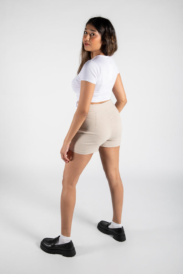 White Los Angeles Ruched Side Crop T-shirt 