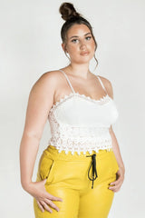 White Lace Trim Bralette Top