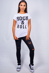 White Rock And Roll Slogan T-shirt