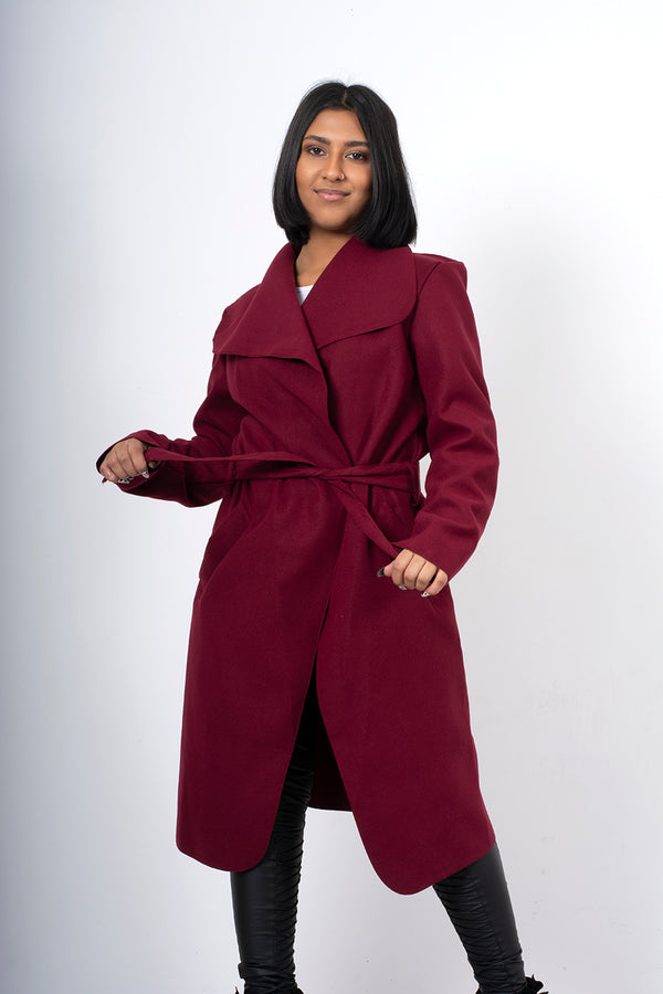 Wine waterfall duster jacket 