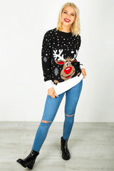 Black Reindeer Knitted Christmas Jumper