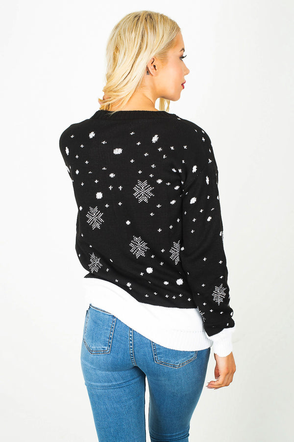 Black Reindeer Knitted Christmas Jumper