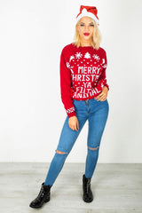 Red Merry Christmas Ya Filthy Animal Jumper