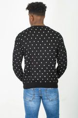 Mens Black Rudolph Pom Nose Christmas Jumper