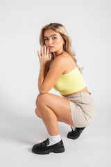Yellow Spaghetti Strap Crop Top