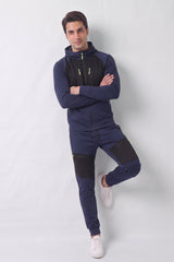 Men's Navy Panelled Hoodie & Joggers Tracksuit Set - Jack