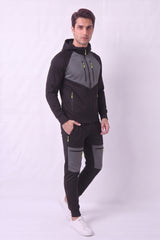 Men's Black Panelled Hoodie & Joggers Tracksuit Set - Jack