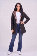 Black Leopard-Lined Reversible Hooded Parka Jacket– Olivia