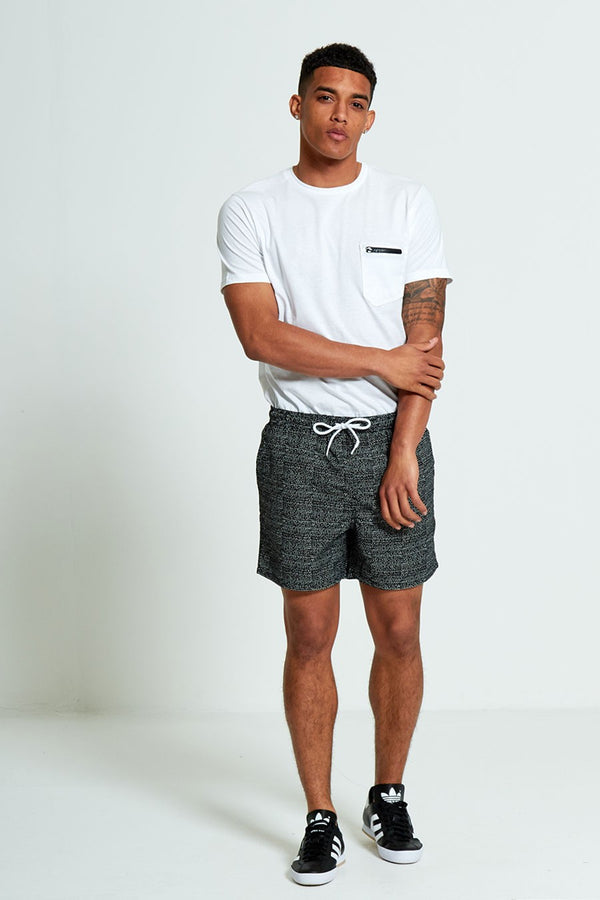  Mens Black And White Spotty Swim Shorts From Brave Soul
